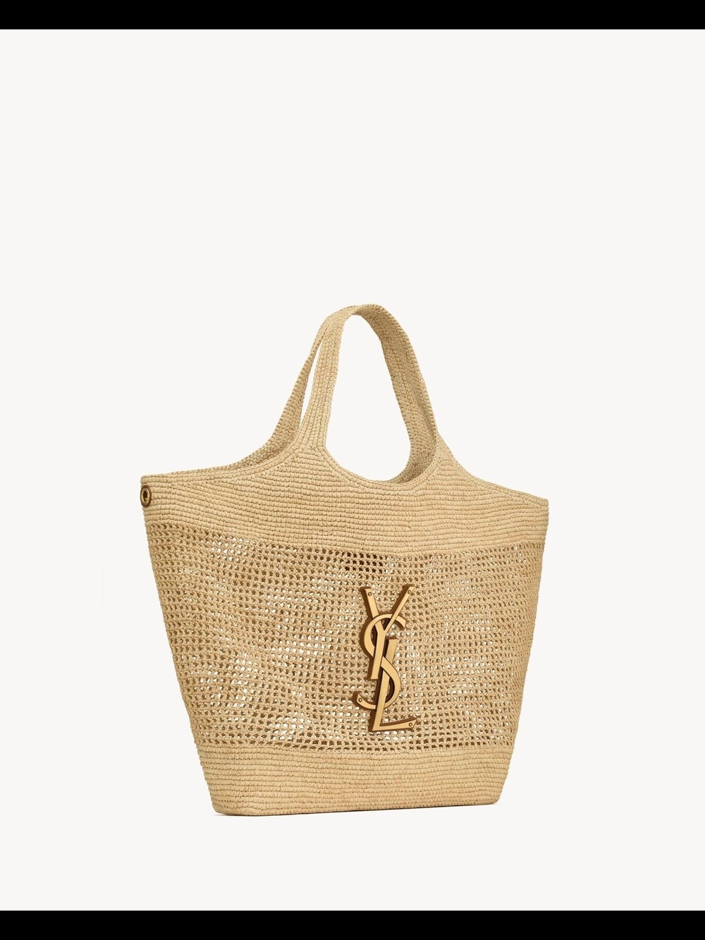 New Saint Laurent Beige Raffia Tote with Gold Logo AMAZING BAG! - Picture 15 of 15